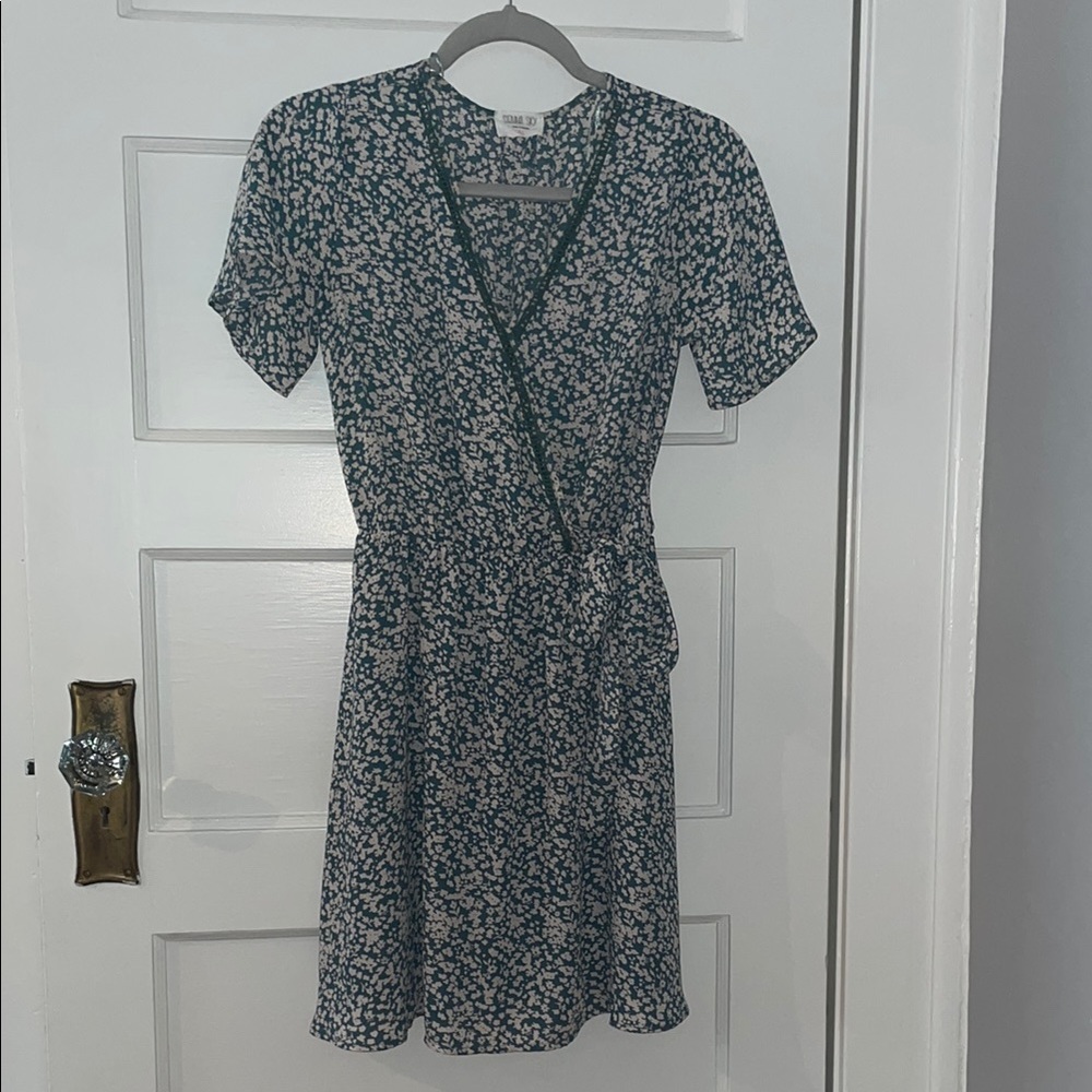 Black and White Fit and Flare Mini Dress with V-Neck